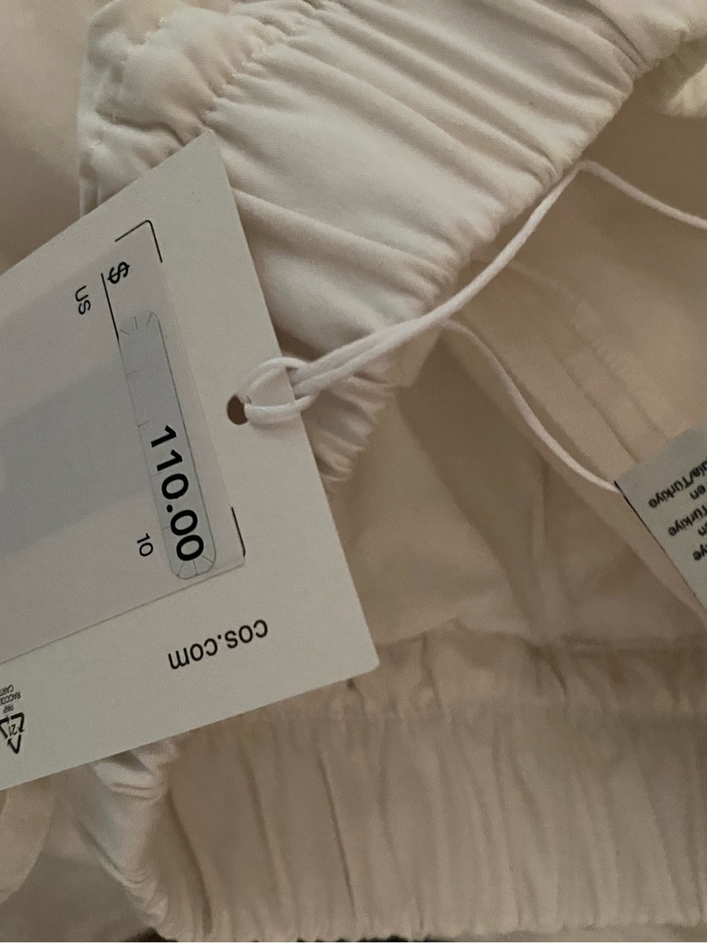 NWT viral Cos Elasticated Waist Barrel Pants- white- size 10 - Picture 4 of 6
